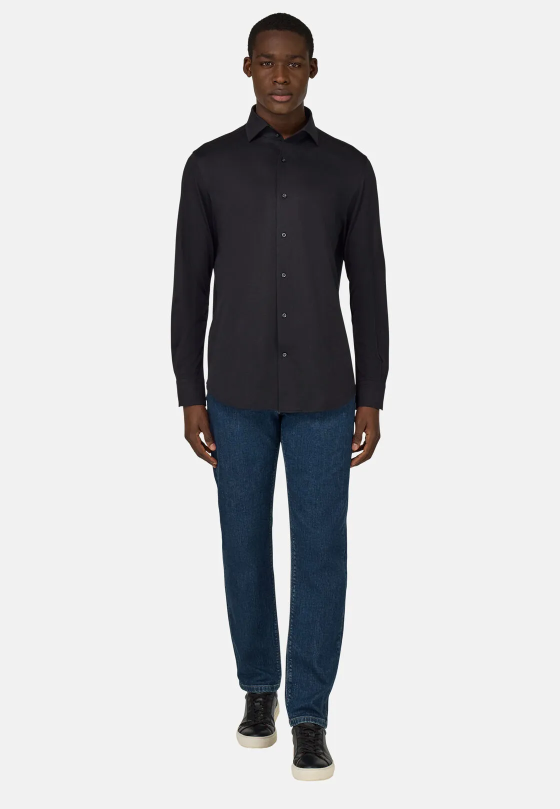 Boggi, Polo Camicia In Jersey Giapponese Regular Fit, Uomo, NERO, Taglia: M - immagine 2