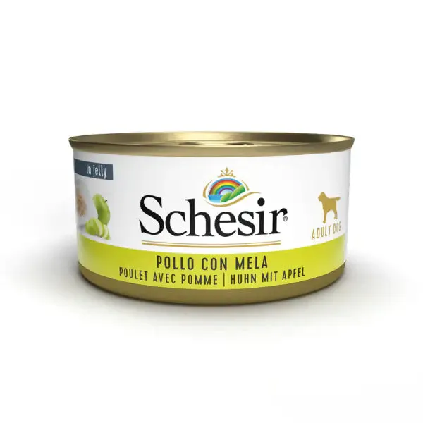 Schesir Dog Fruit 150 gr Pollo e mela - confezione da 6 pezzi - Cibo umido per cani - immagine 1