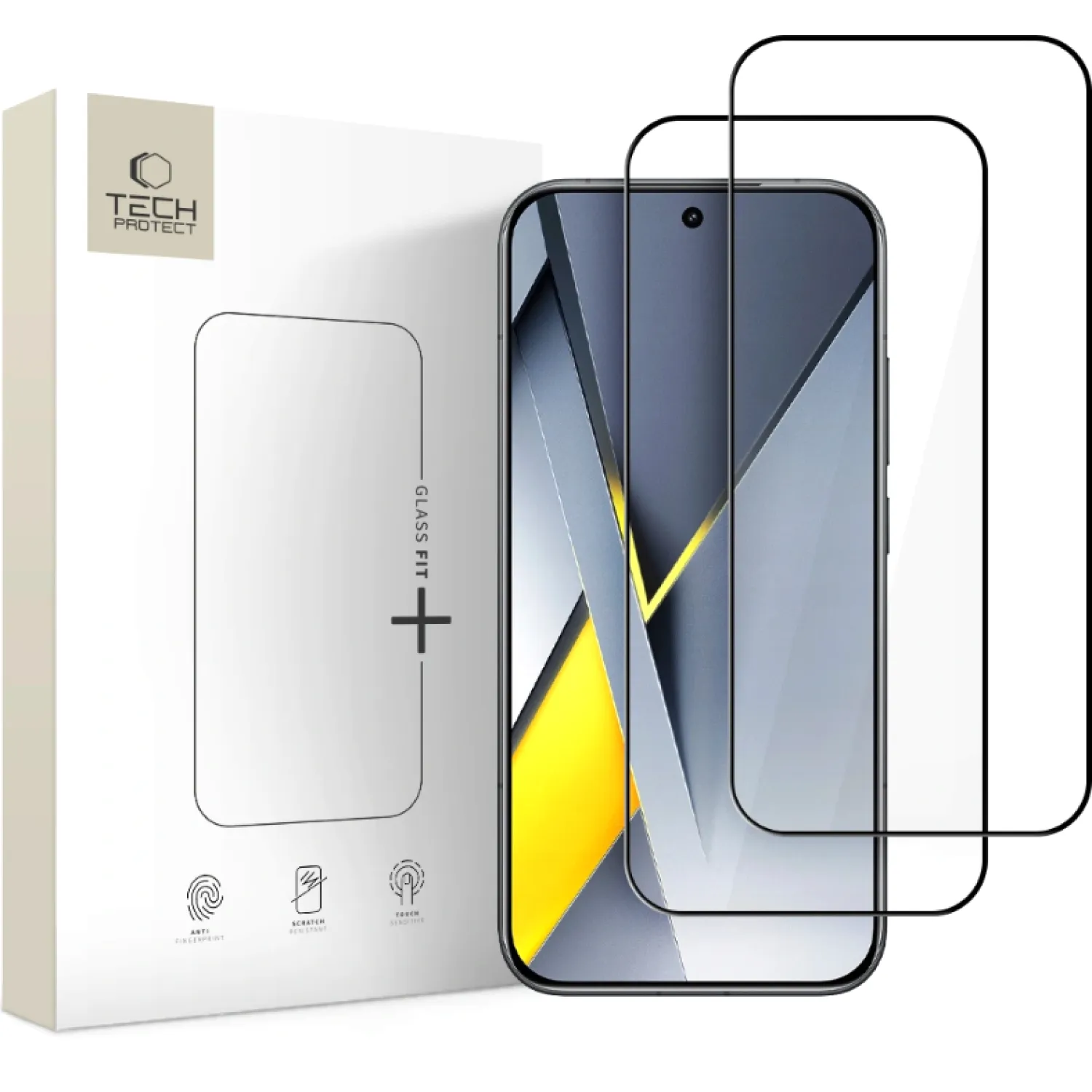 Pellicola protettiva per schermo Tech-Protect FIT+ per Xiaomi Poco F8 Ultra, Vetro temperato, Full Glue, Set 2 pezzi, 2.5D, Nero - immagine 1