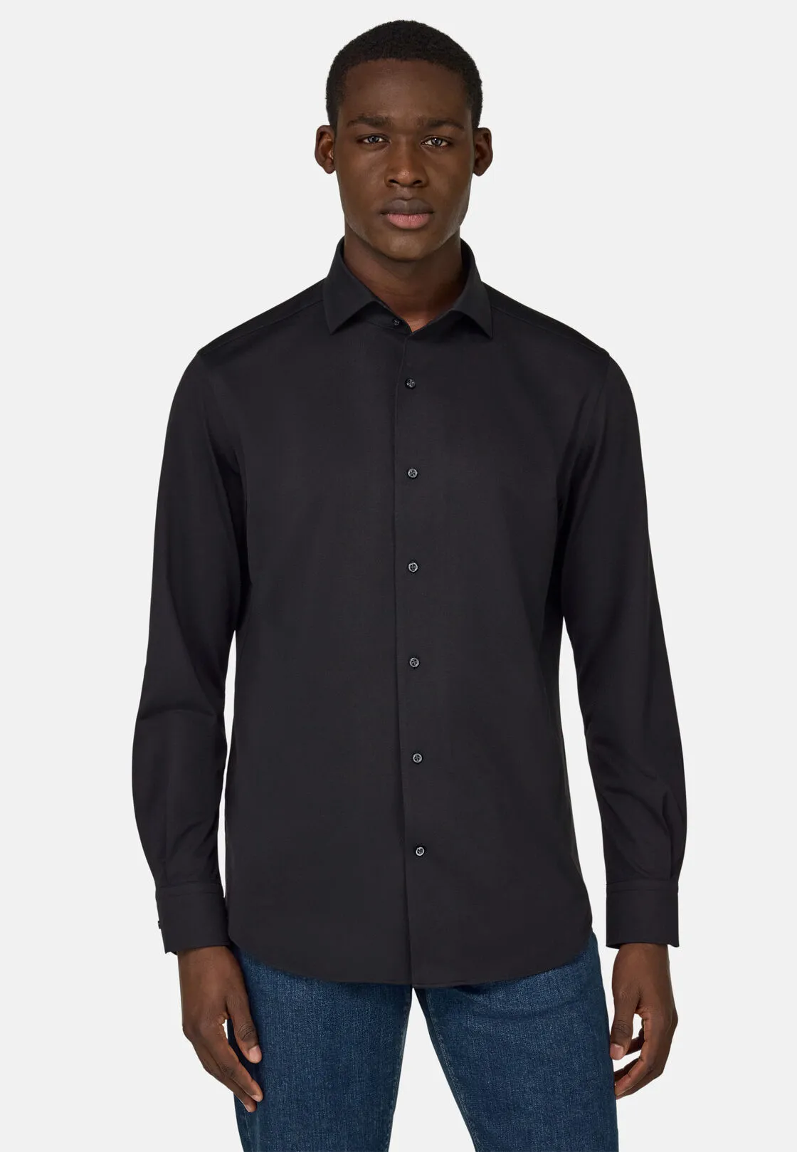 Boggi, Polo Camicia In Jersey Giapponese Regular Fit, Uomo, NERO, Taglia: XXL - immagine 1