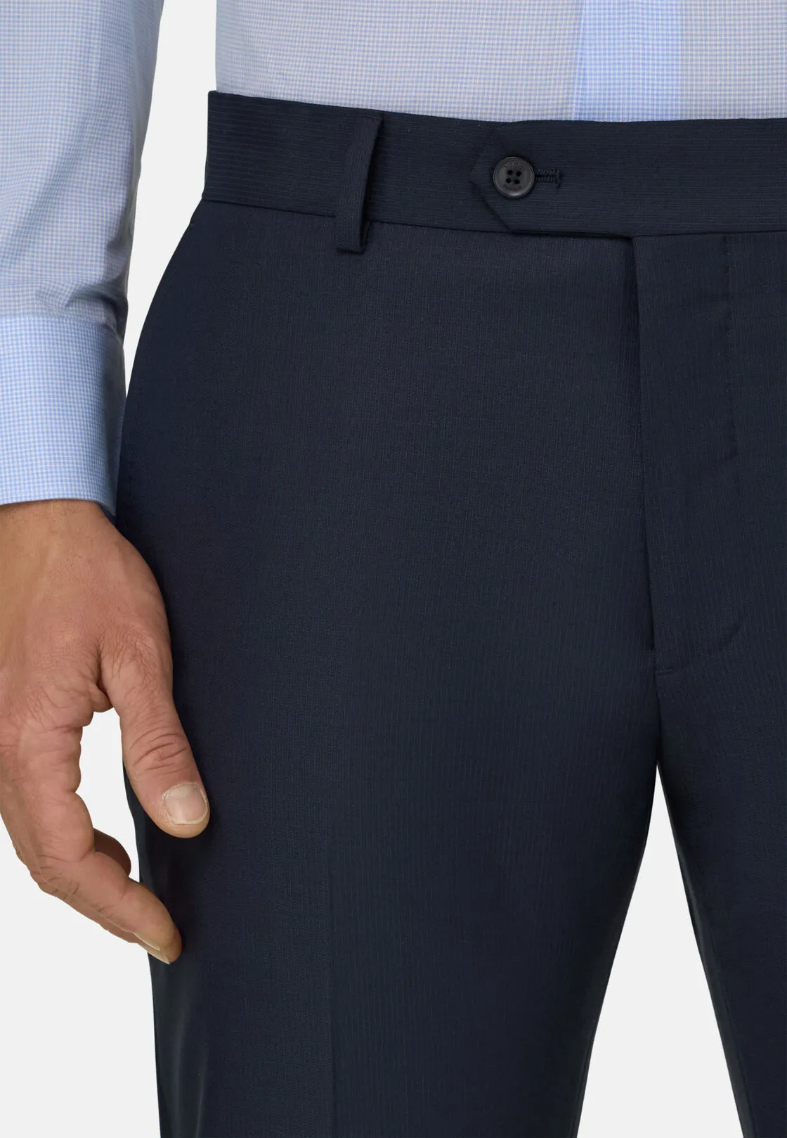 Boggi, Abito Gessato In Lana Elasticizzata, Uomo, Navy, Taglia: 50 - immagine 4