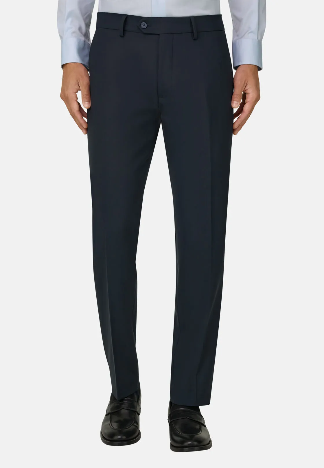 Boggi, Pantaloni In Lana Lavabile Elasticizzata, Uomo, Blu, Taglia: 44 - immagine 1