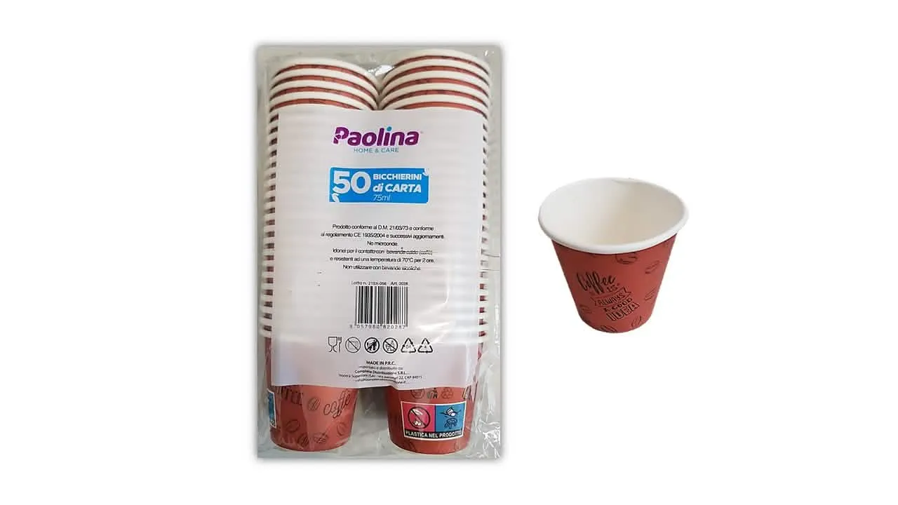 Bicchierini in Carta Caffè 75ml - Confezione da 50 Pezzi Paolin - immagine 1