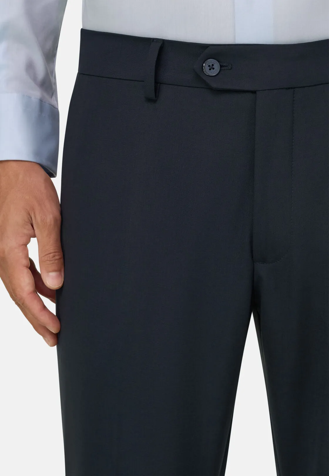 Boggi, Pantaloni In Lana Lavabile Elasticizzata, Uomo, Blu, Taglia: 46 - immagine 3