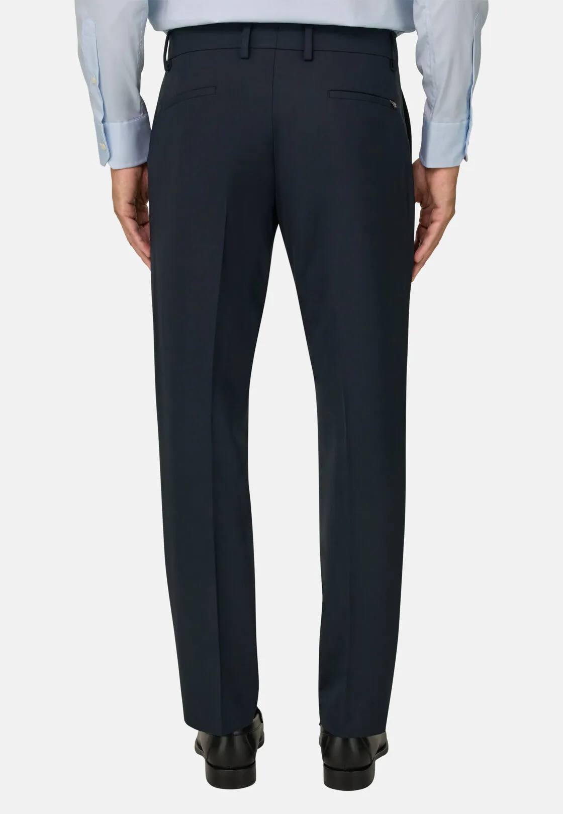 Boggi, Pantaloni In Lana Lavabile Elasticizzata, Uomo, Blu, Taglia: 50 - immagine 5