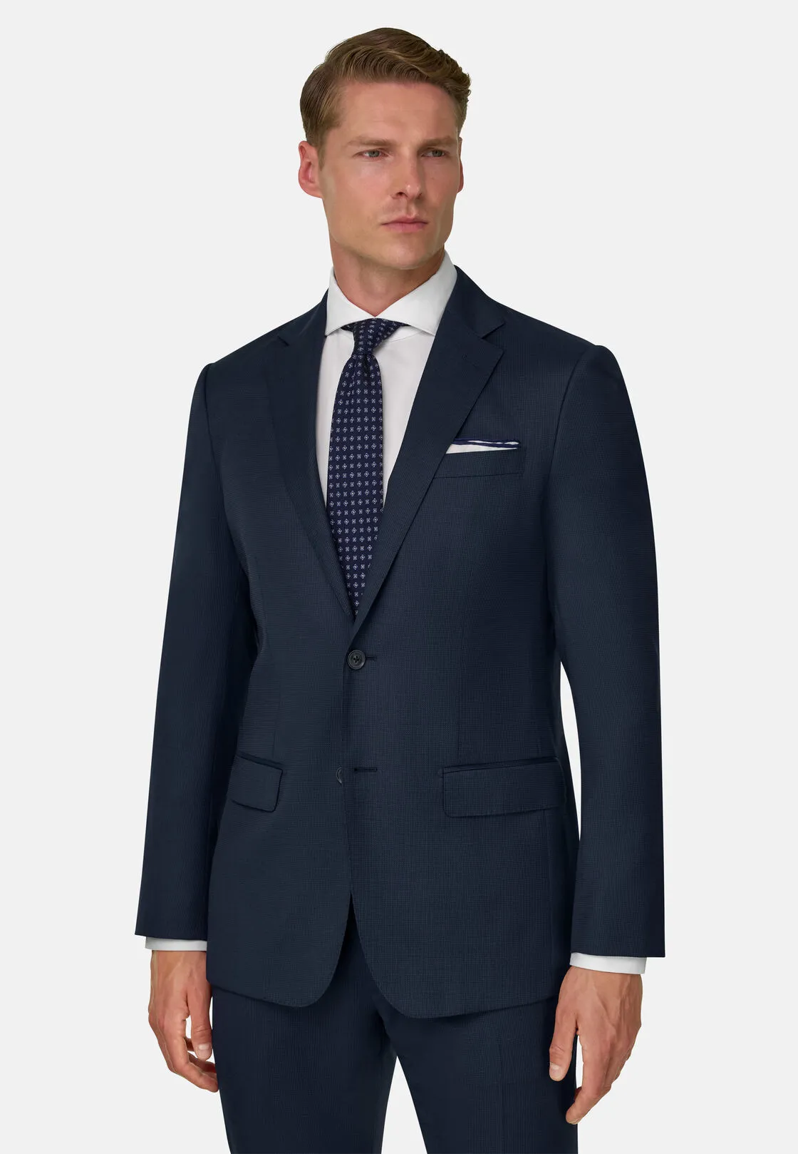 Boggi, Abito Micro Fantasia In Lana Elasticizzata, Uomo, Navy, Taglia: 48 - immagine 1