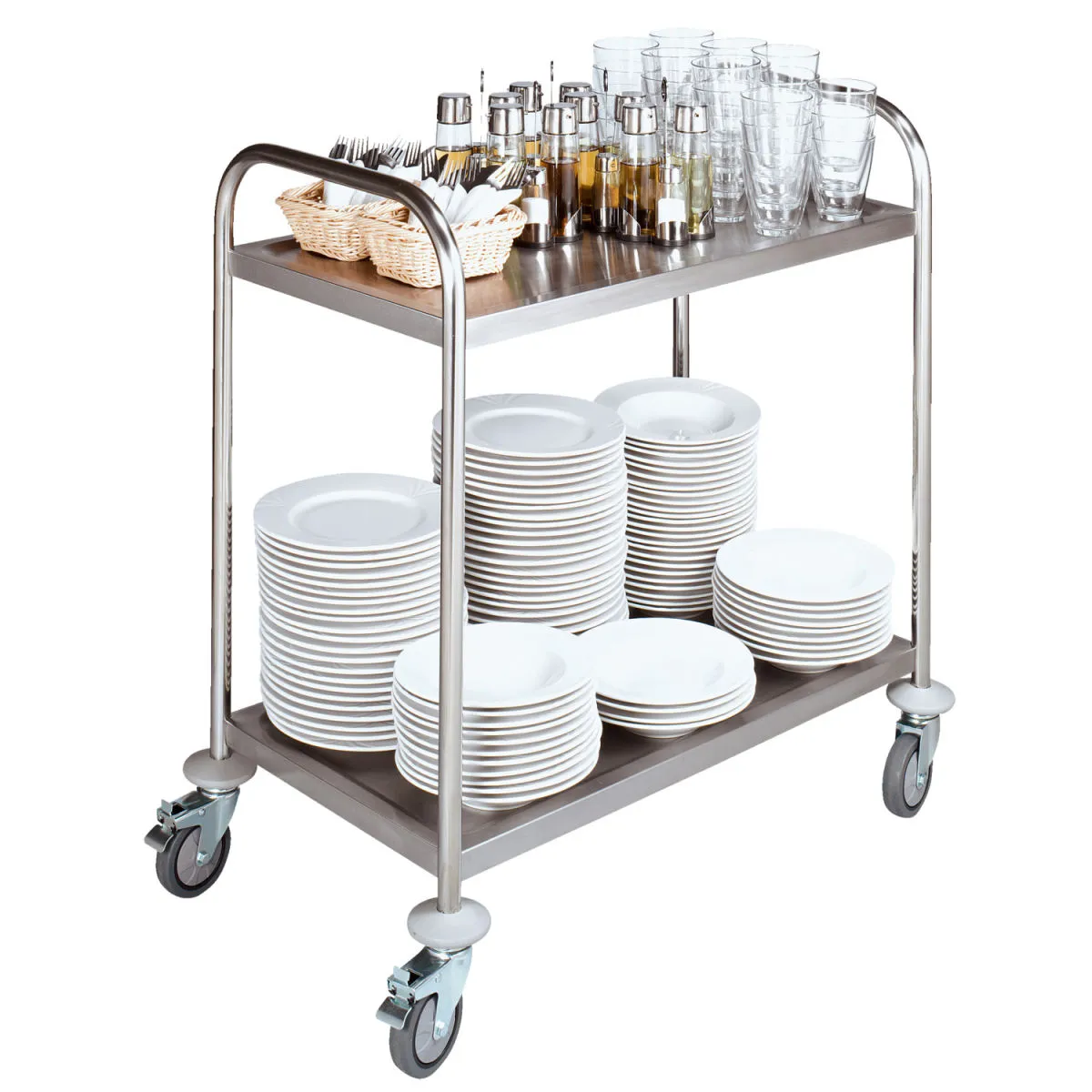 PULSIVA Carrello di servizio Standard 2B; 85x54x93 cm (LxPxH); argento - immagine 1
