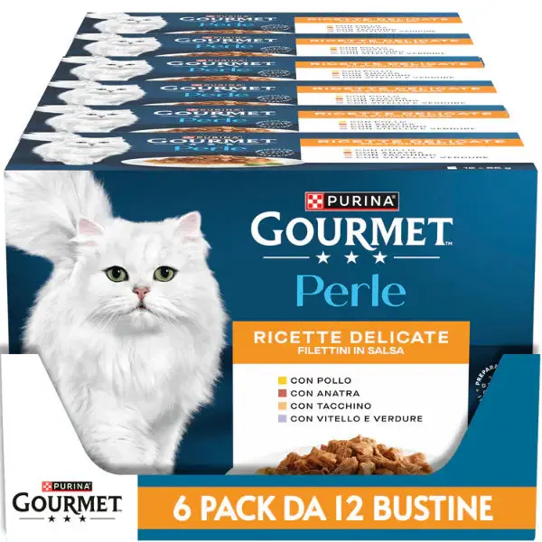 Purina Gourmet Perle selezionate Filettini in salsa multipack 12x85 gr Ricette Delicate - immagine 1