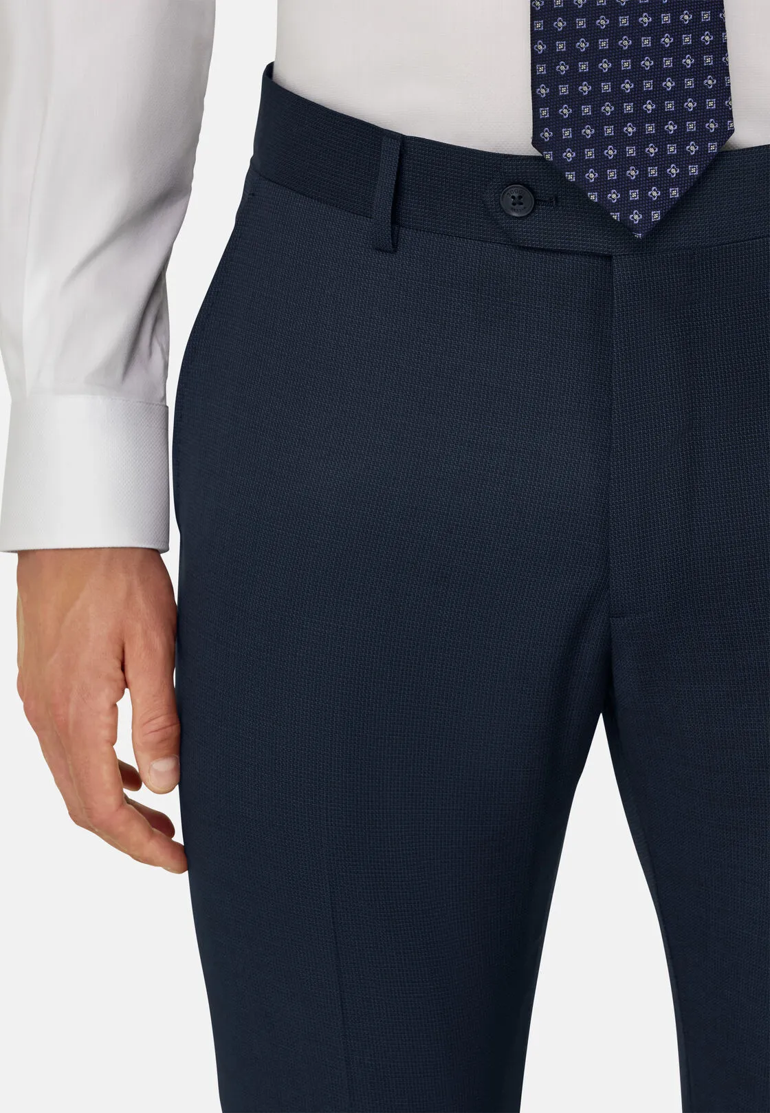 Boggi, Abito Micro Fantasia In Lana Elasticizzata, Uomo, Navy, Taglia: 56 - immagine 3