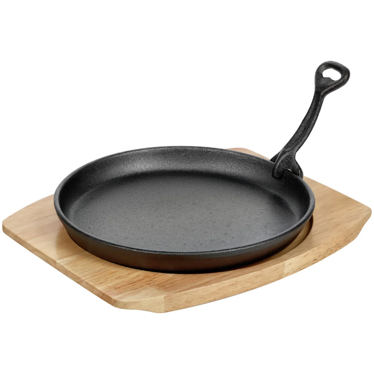 PULSIVA Piatto per carne con base in legno Basic con manico rimovibile; 22x2.4 cm (ØxH); nero; rotonda - immagine 1
