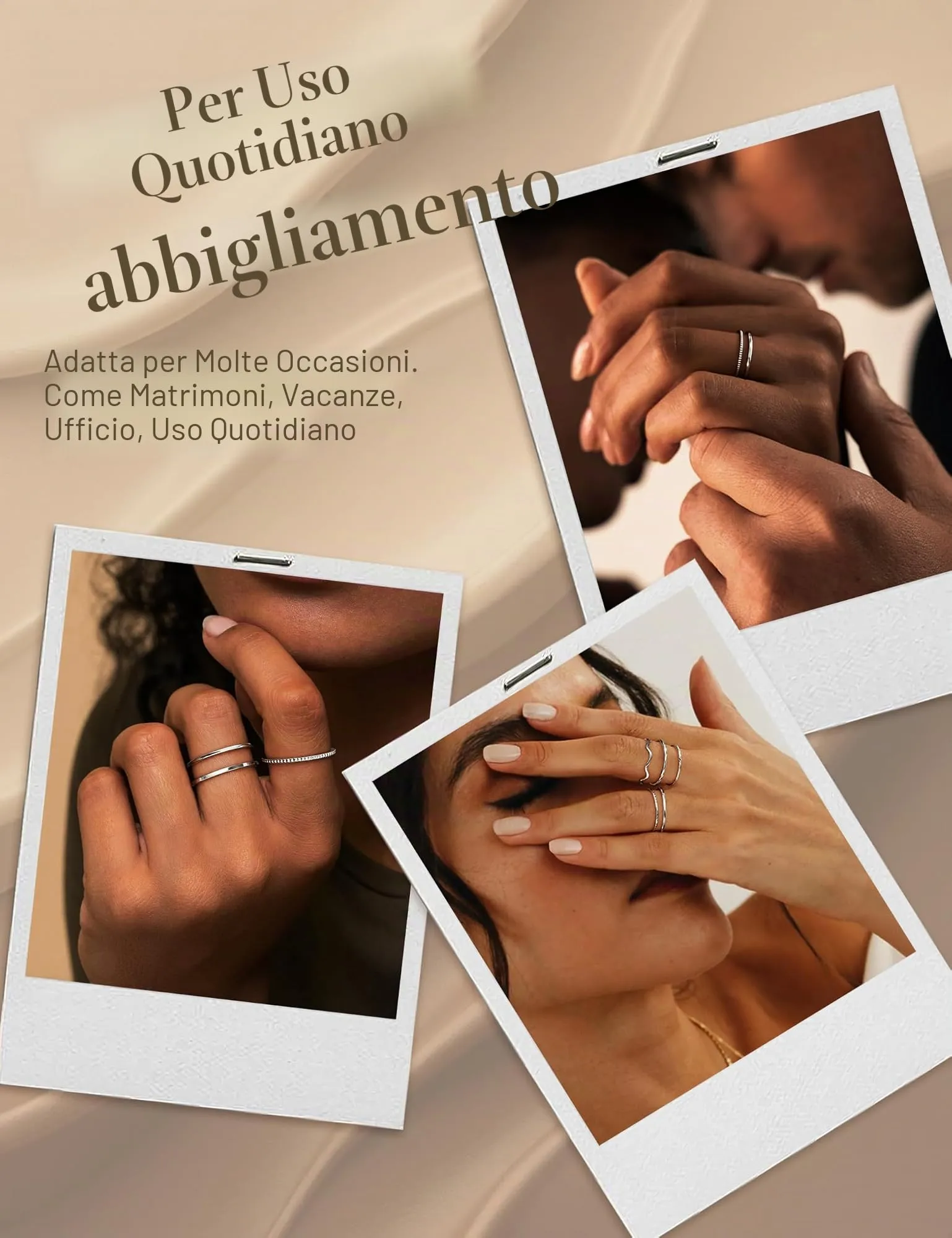 Diamday 8 Pezzi Anelli Donna acciaio inossidabile 1MM Impermeabile - immagine 4