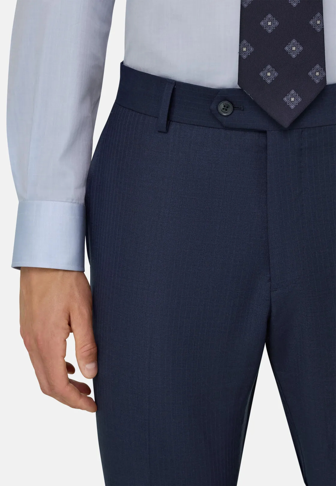 Boggi, Abito Gessato In Lana Elasticizzata, Uomo, Navy, Taglia: 46 - immagine 3