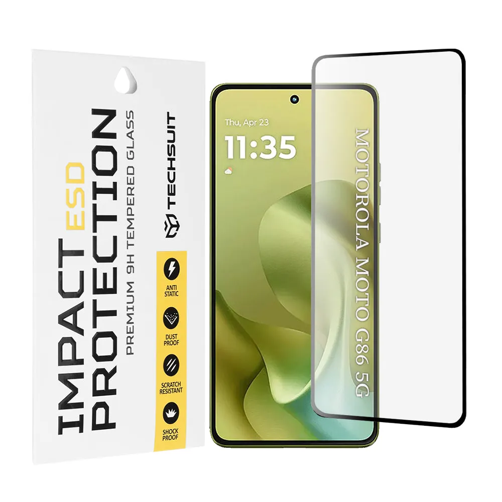 Pellicola protettiva per schermo Techsuit per Motorola Moto G86 Power / G86, Vetro temperato, Full Glue, Nero - immagine 1