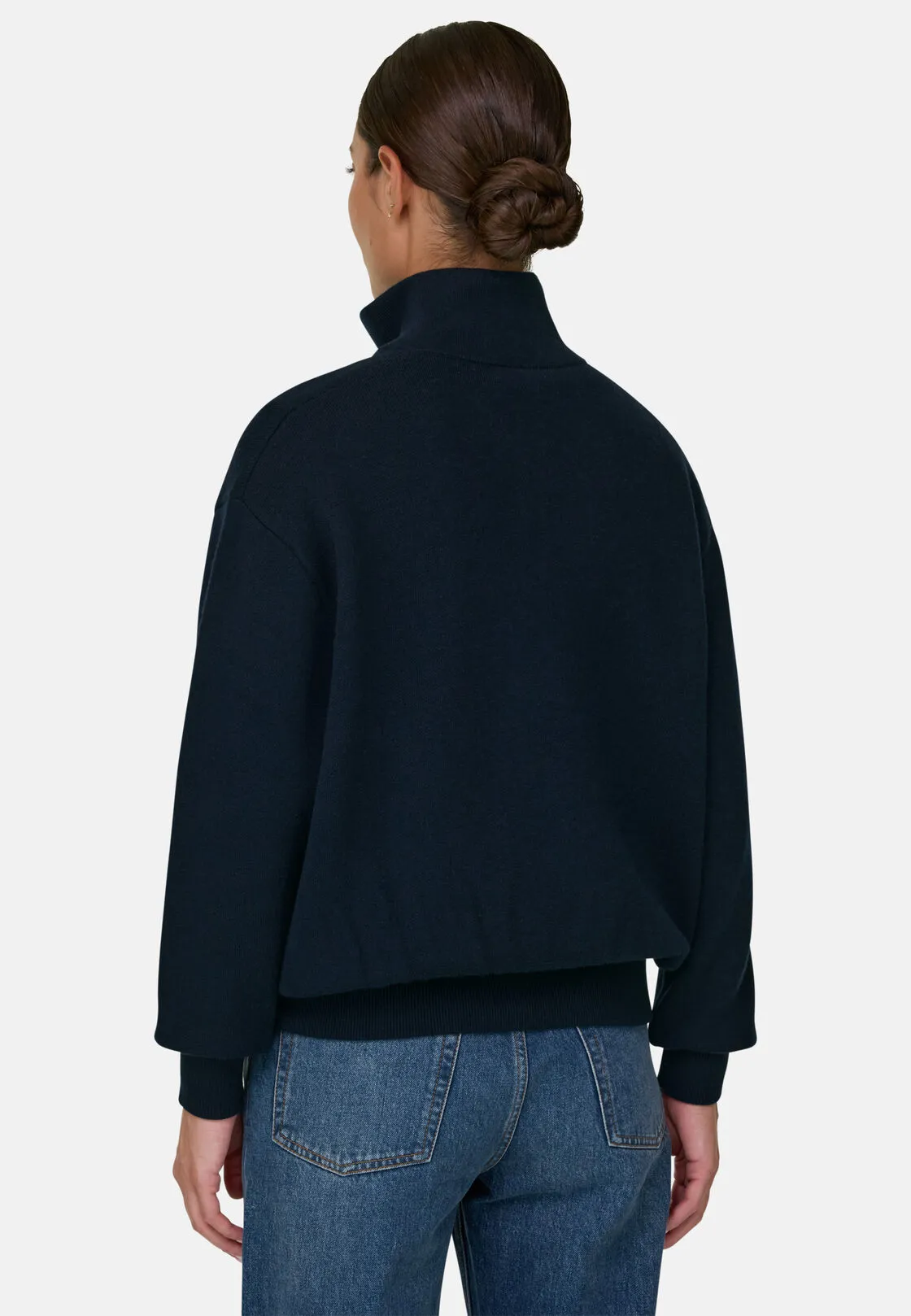 Boggi, Maglia Mezza Zip In Lana E Cashmere, Donna, Navy, Taglia: L - immagine 4