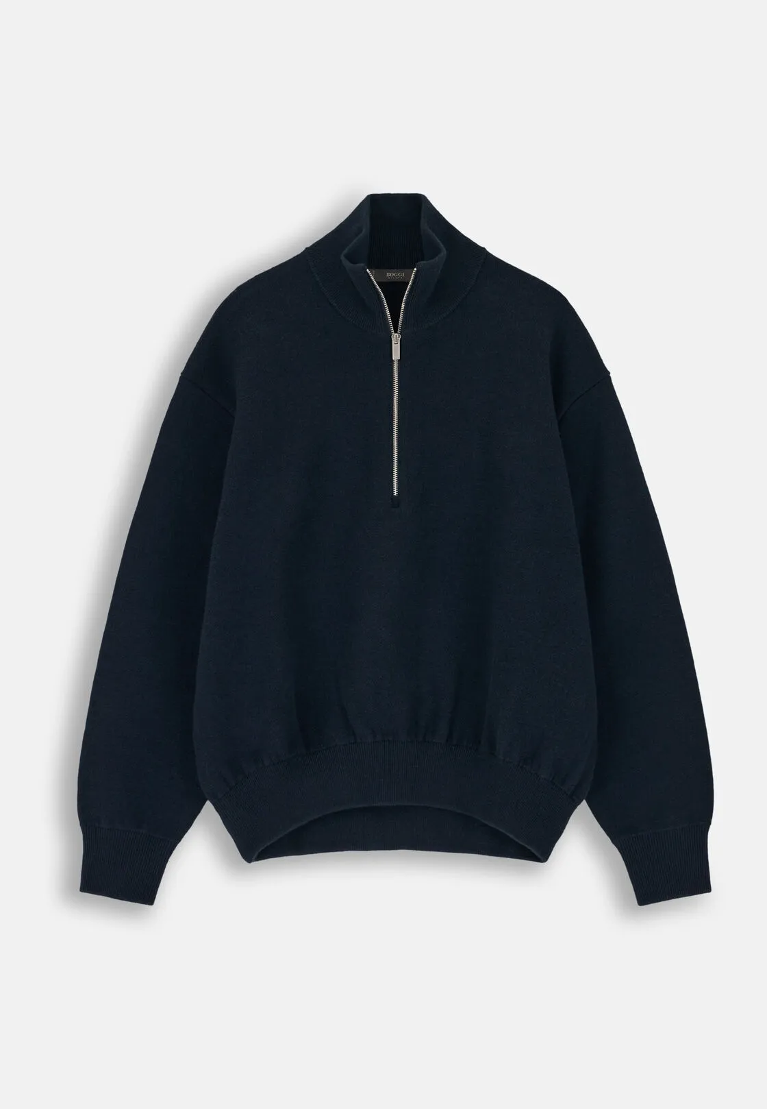 Boggi, Maglia Mezza Zip In Lana E Cashmere, Donna, Navy, Taglia: S - immagine 5