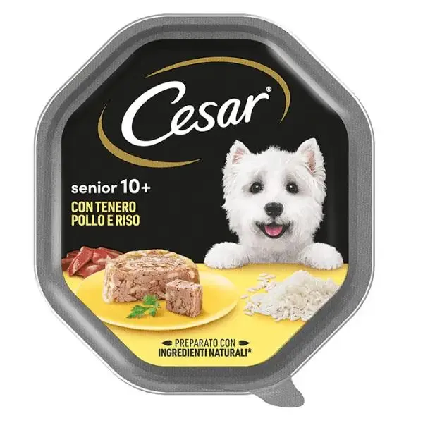Cesar Senior 10+ in gelatina 150gr Pollo e riso - confezione da 14 pezzi - Cibo umido per cani - immagine 1
