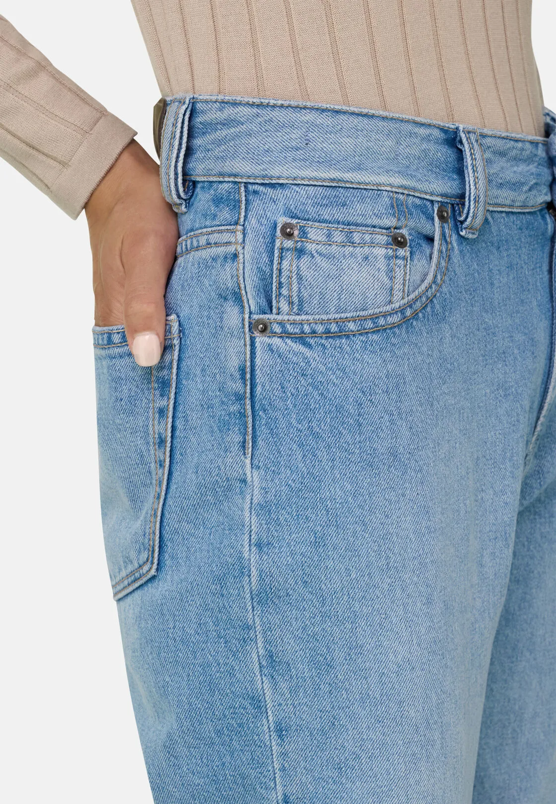 Boggi, Jeans In Denim Di Cotone Straight Fit, Donna, Azzurro, Taglia: XS - immagine 3