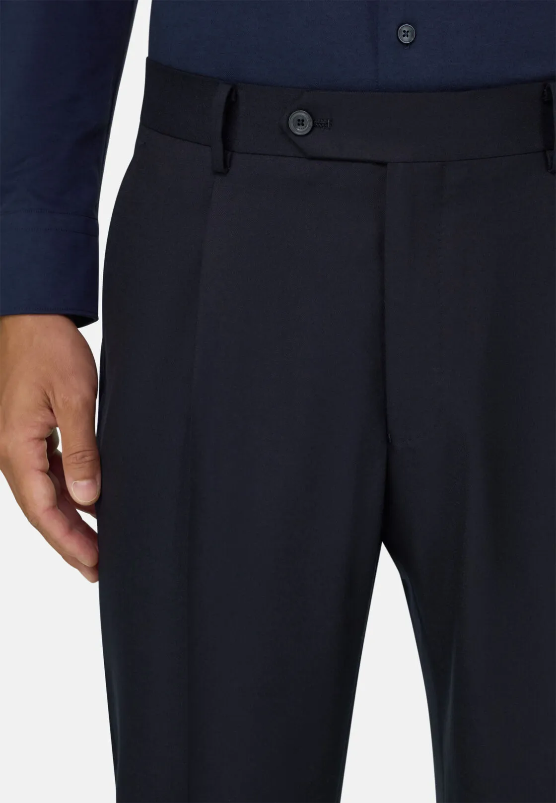 Boggi, Pantaloni In Flanella Di Lana, Uomo, Navy, Taglia: 52 - immagine 3