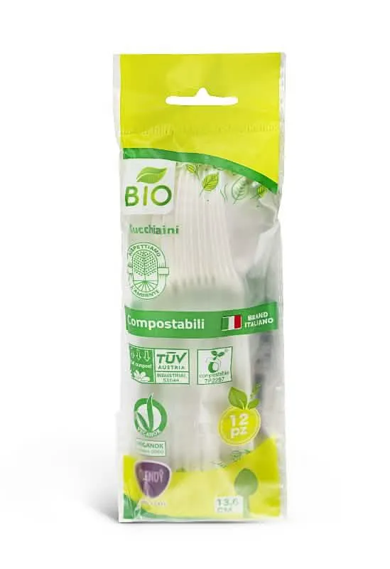 Cucchiaini Compostabili Clendy - 12 Pezzi per la Casa - immagine 1