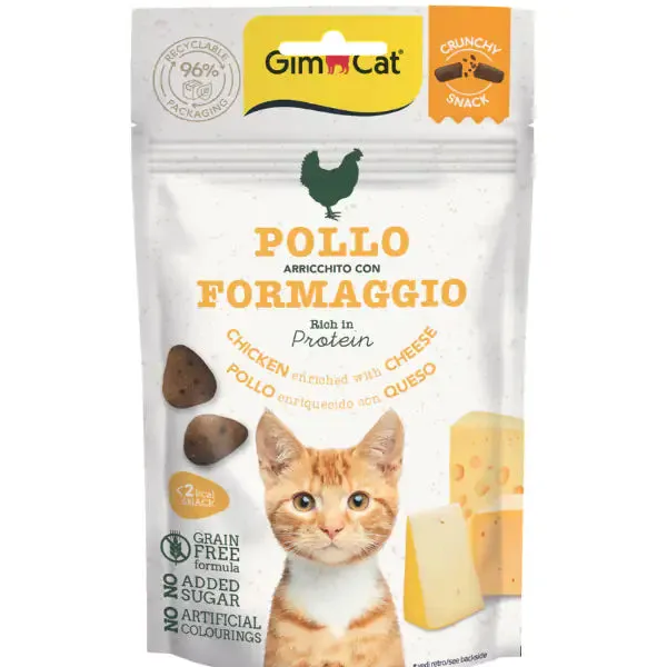 GimCat Crunchy Snack per gatti Grain Free 50 gr Pollo arricchito con formaggio - immagine 1