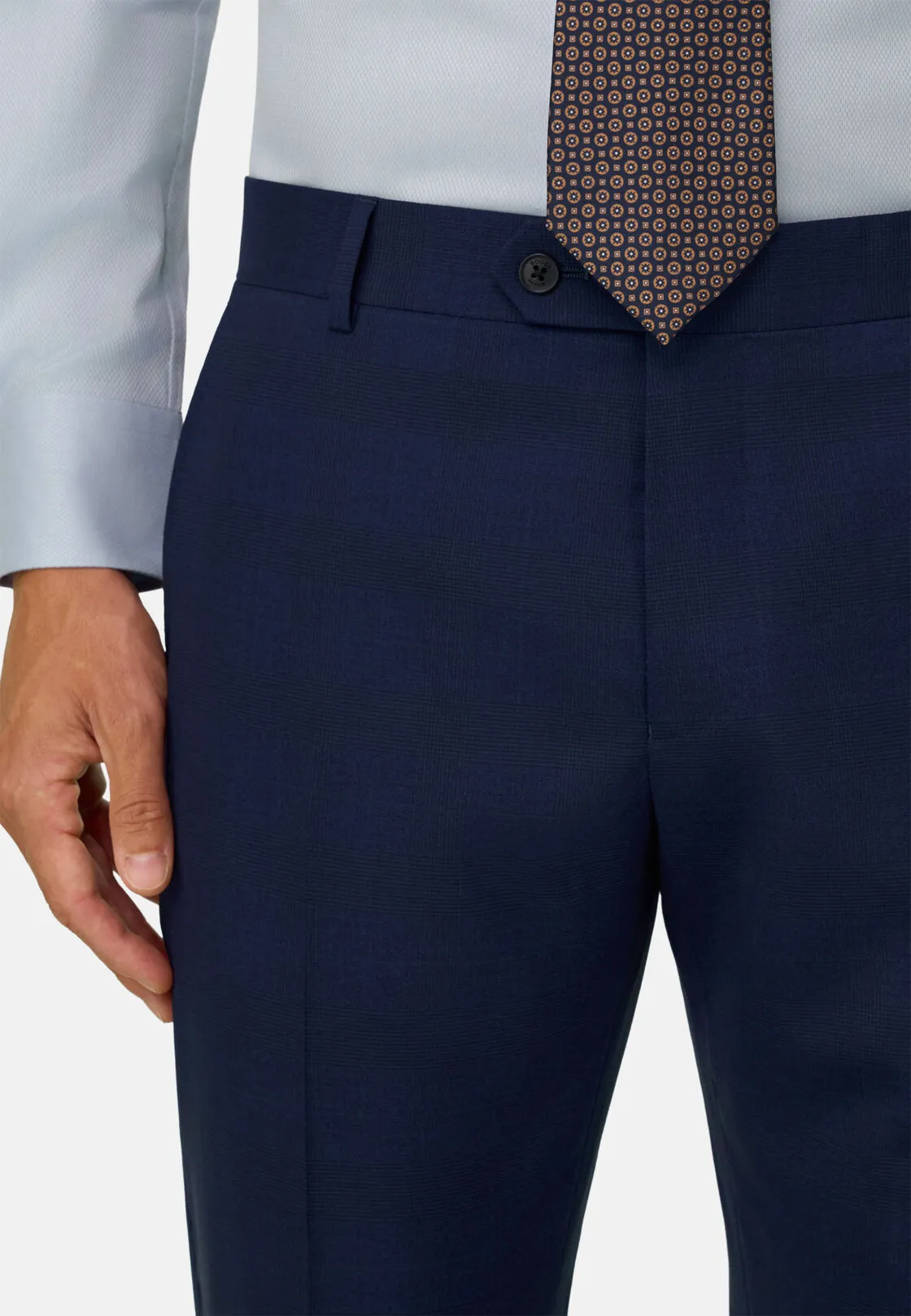 Boggi, Abito Principe Di Galles In Lana Elasticizzata, Uomo, Navy, Taglia: 56 - immagine 4