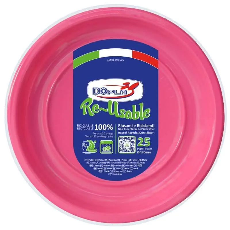 Set di 25 Piatti Fucsia per Frutta DOPLA - immagine 1