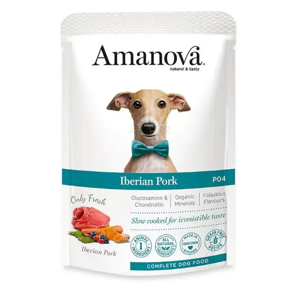 Amanova Dog Adult Umido Grain Free 100 gr Maiale iberico - confezione da 12 pezzi - Cibo umido per cani - immagine 1