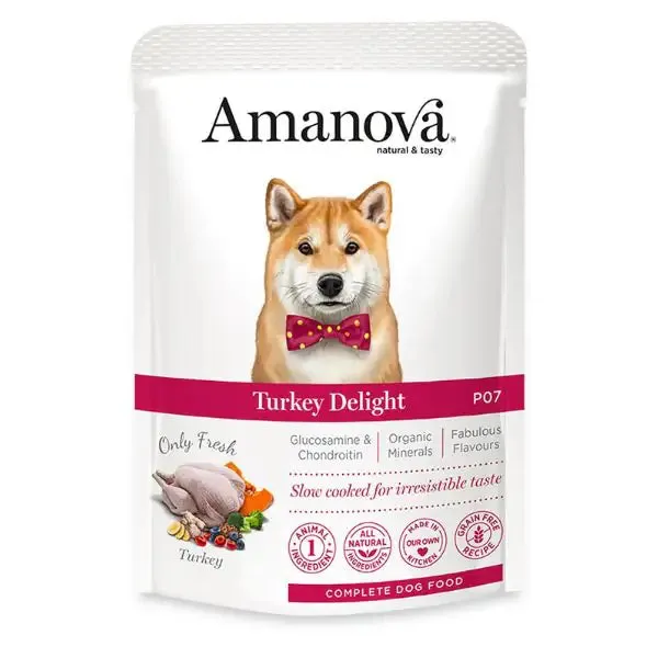 Amanova Dog Adult Umido Grain Free 100 gr Tacchino fresco-delight - confezione da 12 pezzi - Cibo umido per cani - immagine 1