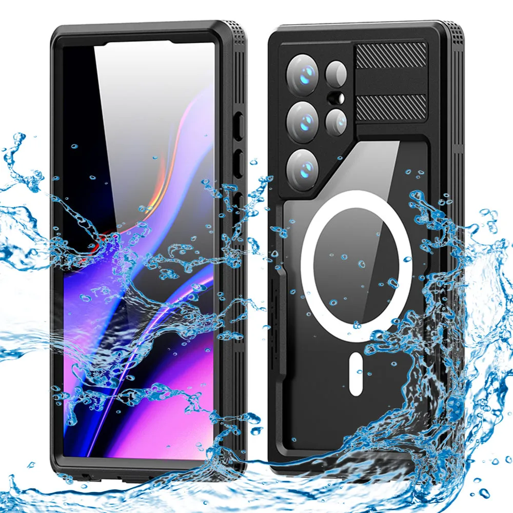 Custodia Waterproof per Samsung Galaxy S24 Ultra S928, ShellBox, Nera - immagine 1