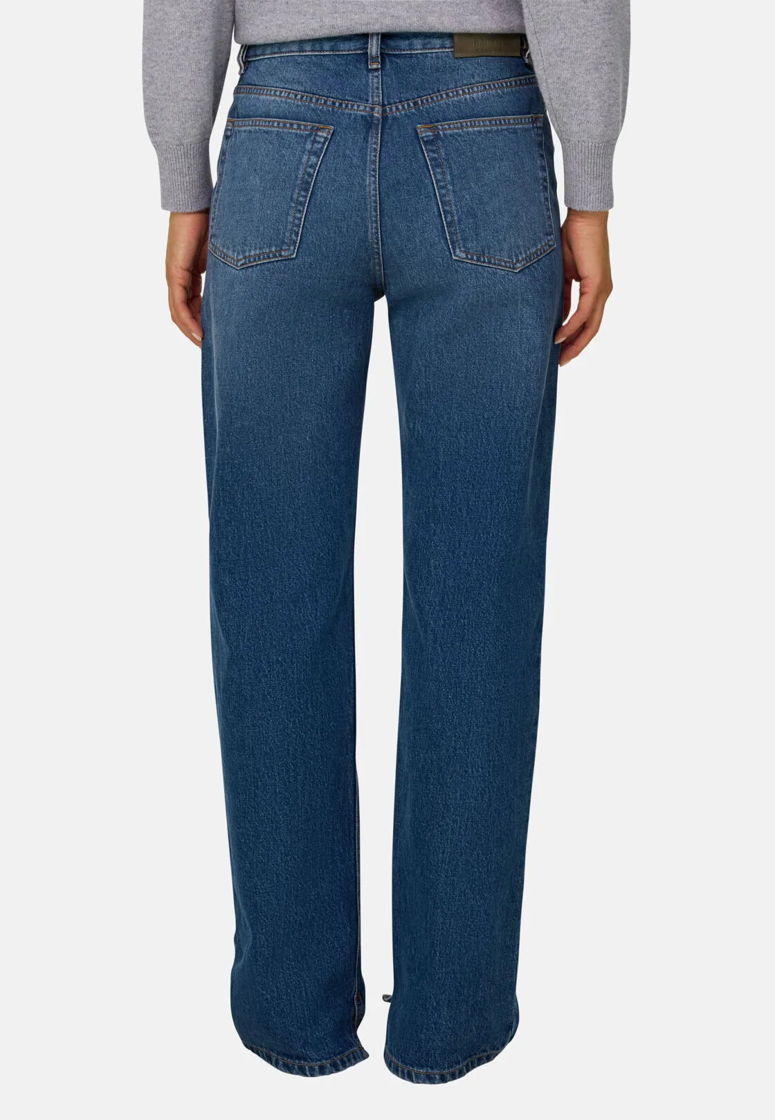 Boggi, Jeans In Denim Di Cotone Straight Fit, Donna, Blu, Taglia: S - immagine 4