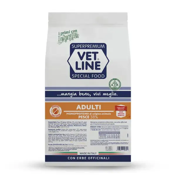 Vet Line Secco Monoproteico Cane Adult Pesce 3 kg - Crocchette monoproteiche cane - immagine 1
