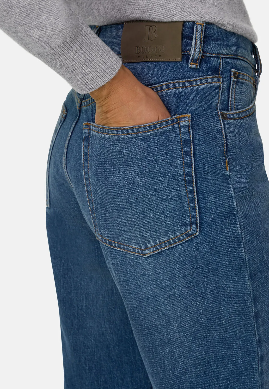 Boggi, Jeans In Denim Di Cotone Straight Fit, Donna, Blu, Taglia: XS - immagine 3