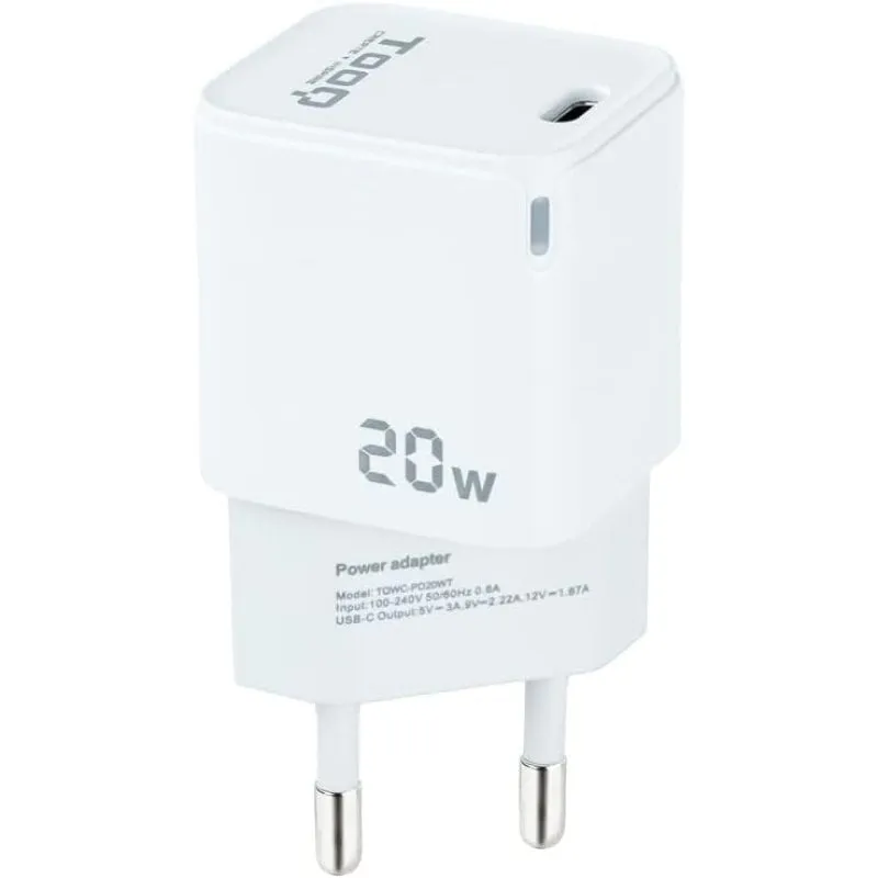Caricatore da muro USB-C TooQ TQWC-PD20WT 20 W bianco - immagine 1