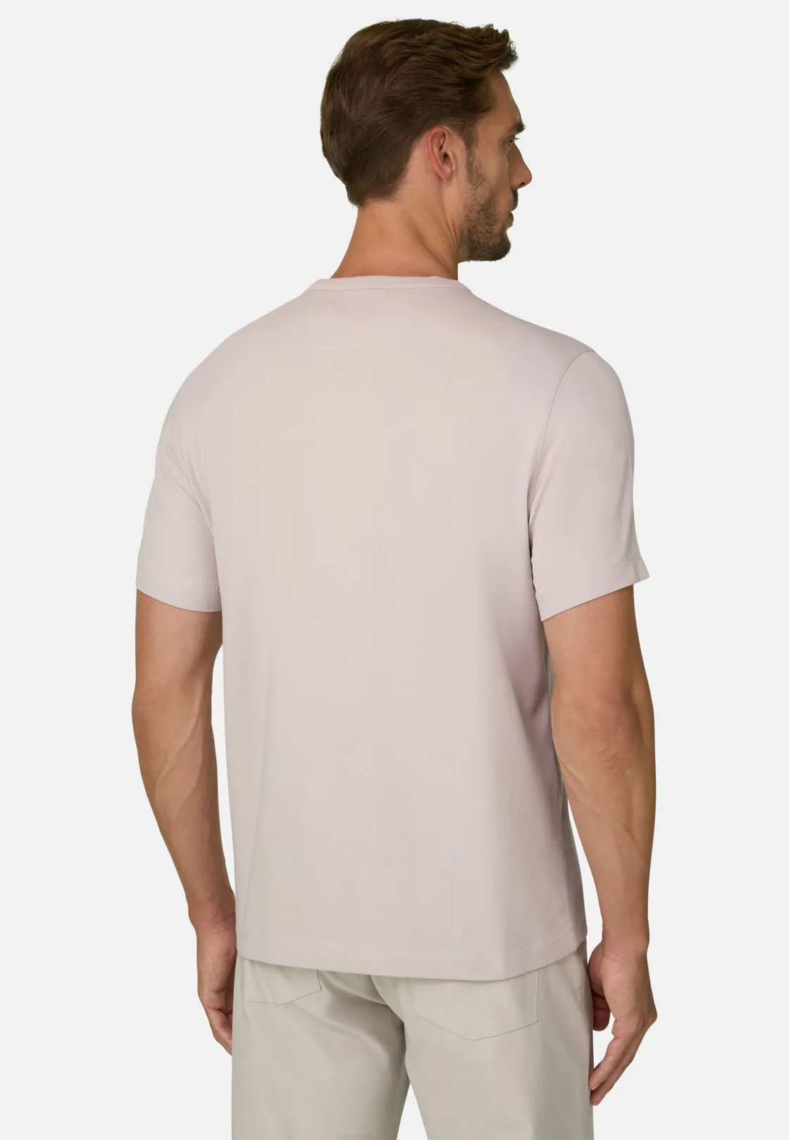 Boggi, T-shirt In Jersey Diagonale Misto Cotone B Tech, Uomo, Sabbia, Taglia: XL - immagine 4