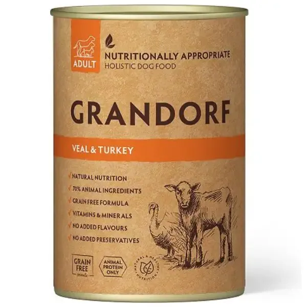 Grandorf Dog Adult All Breeds 400 gr Cervo e tacchino - confezione da 6 pezzi - Cibo umido per cani - immagine 1
