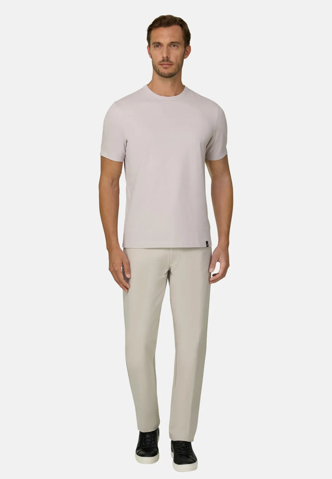 Boggi, T-shirt In Jersey Diagonale Misto Cotone B Tech, Uomo, Sabbia, Taglia: XXL - immagine 2