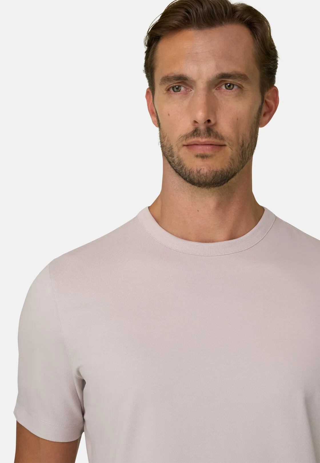 Boggi, T-shirt In Jersey Diagonale Misto Cotone B Tech, Uomo, Sabbia, Taglia: XXL - immagine 3