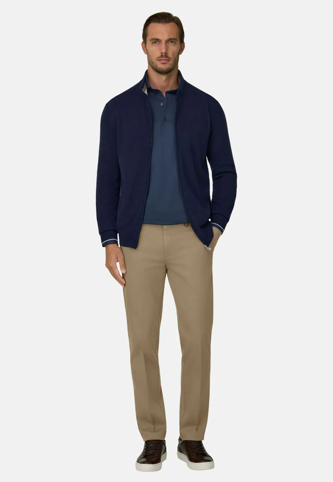 Boggi, Maglia Full Zip In Misto Cashmere, Uomo, Navy, Taglia: XL - immagine 2
