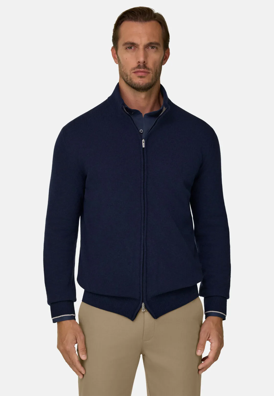 Boggi, Maglia Full Zip In Misto Cashmere, Uomo, Navy, Taglia: XS - immagine 1