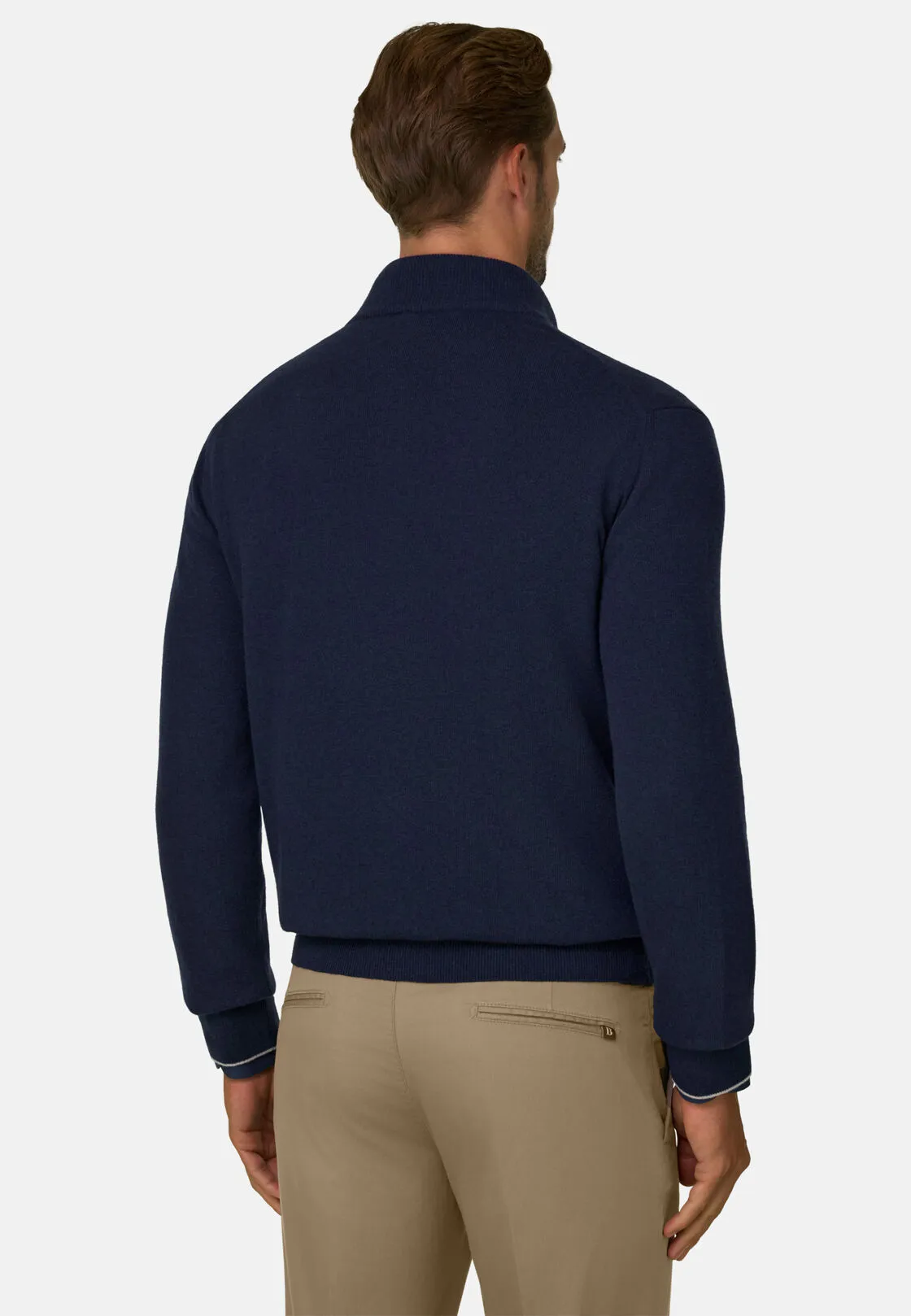 Boggi, Maglia Full Zip In Misto Cashmere, Uomo, Navy, Taglia: XXXL - immagine 4