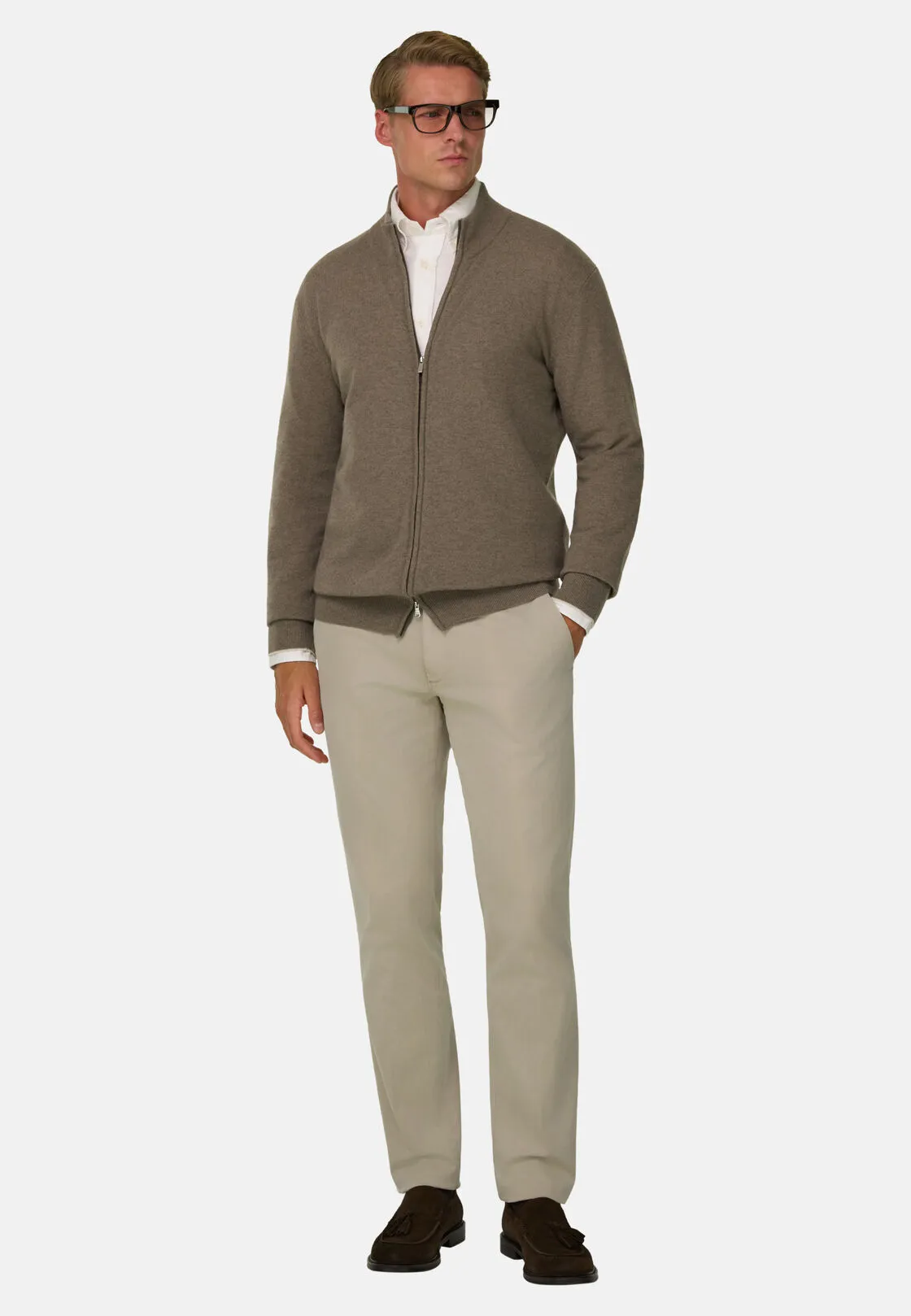 Boggi, Maglia Full Zip In Misto Cashmere, Uomo, Taupe, Taglia: M - immagine 2