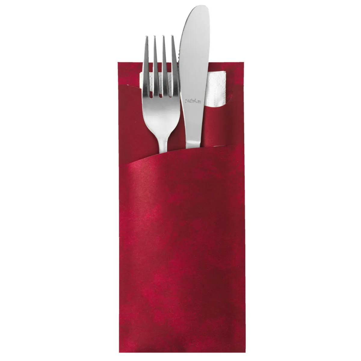 100x DUNI Tovaglioli Portaposate; 8.5x19 cm (LxL); bordeaux/bianco crema; 100 pz. / Pacco - immagine 1