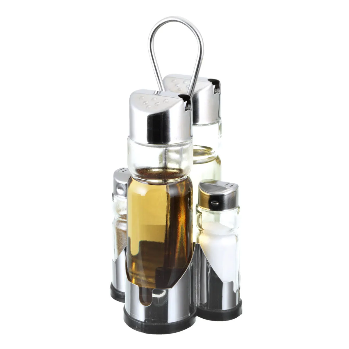 PULSIVA Menage aceto olio sale e pepe Misura; 175 ml, 11x22x10 cm (LxHxP); argento/trasparente - immagine 1