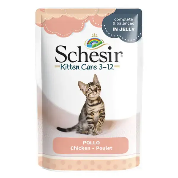 Schesir Cat Soft Kitten in jelly 85 gr Filetti di pollo - confezione da 20 pezzi - Cibo umido per gatti - immagine 1
