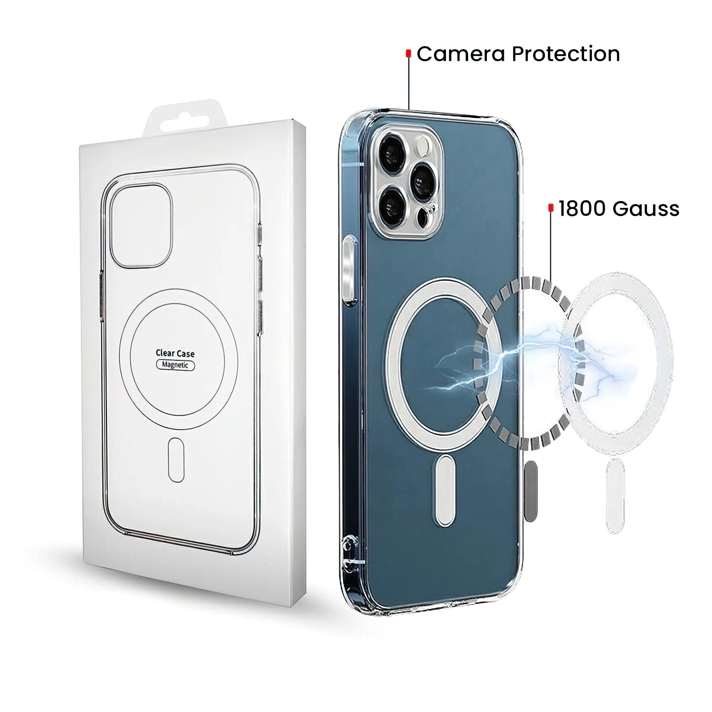 Custodia MagSafe per Apple iPhone 16 Pro, OEM, Clear con Protezione per la Fotocamera, Trasparente - immagine 1