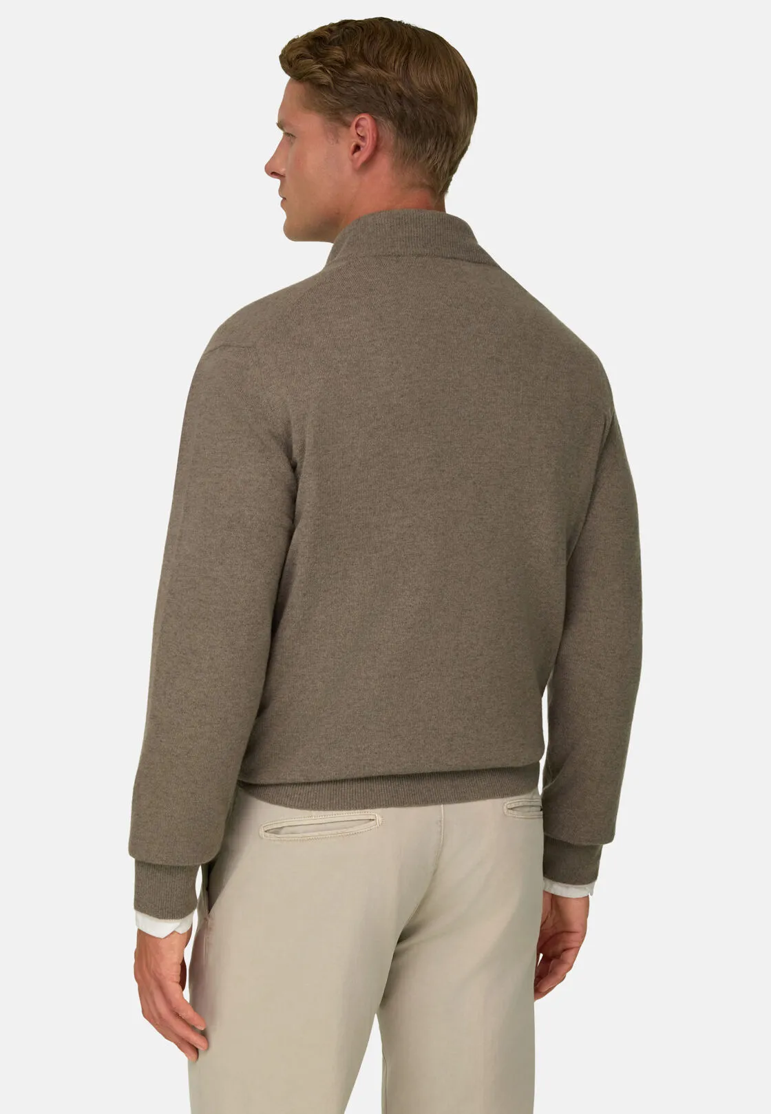 Boggi, Maglia Full Zip In Misto Cashmere, Uomo, Taupe, Taglia: XL - immagine 4