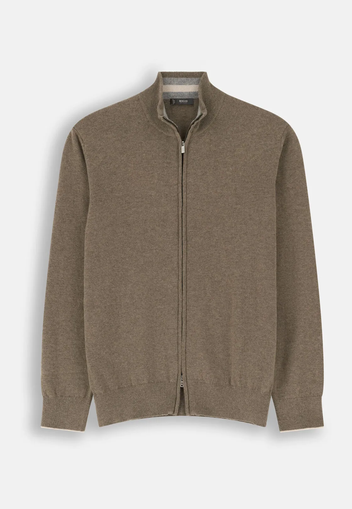 Boggi, Maglia Full Zip In Misto Cashmere, Uomo, Taupe, Taglia: XL - immagine 5