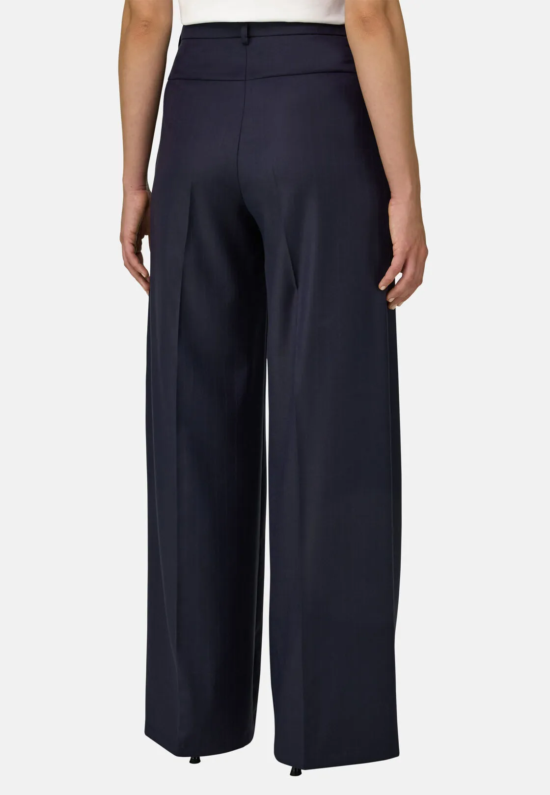 Boggi, Pantalone Di Lana Gessato Doppia Pince, Donna, Navy, Taglia: XS - immagine 4