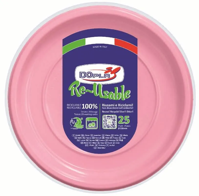 Set di 25 Piatti Piani Rosa DOPLA per la Casa - immagine 1