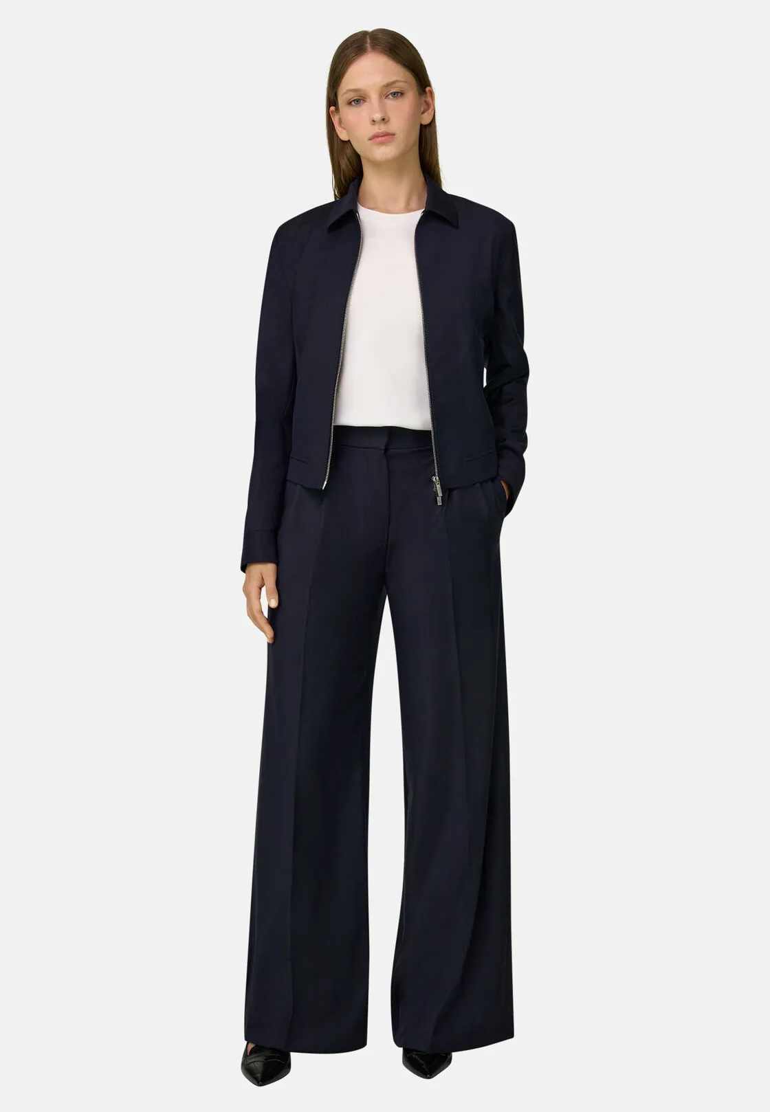 Boggi, Giacca Full Zip Gessata, Donna, Navy, Taglia: L - immagine 2